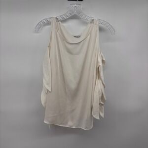 Express Ivory Cold Shoulder Ruffle Sleeve Blouse Top Size M Medium‎